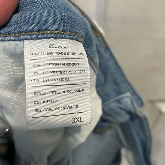 Kancan Kodie High Rise Stretch Denim Raw Cuffed Hem Ankle Distressed Jeans 3XL - Picture 9 of 9